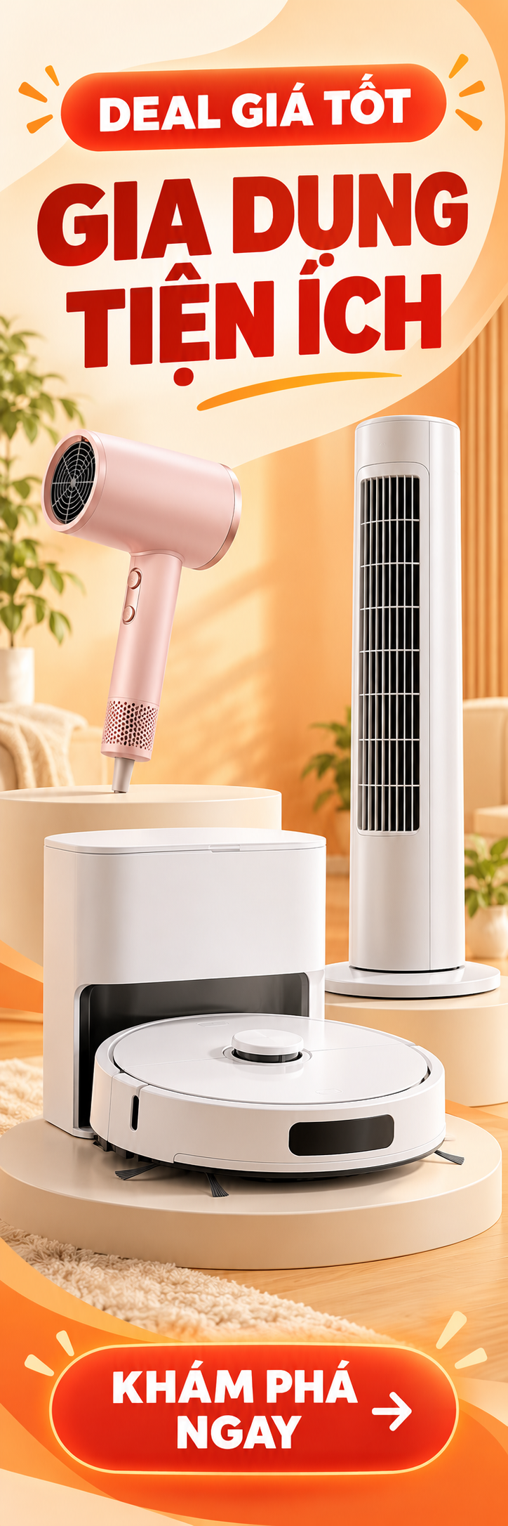 Banner dọc Sale Combo Bếp tiện nghi - Mua bộ giá tốt Nồi chiên không dầu Nồi cơm điện Máy xay sinh tố
