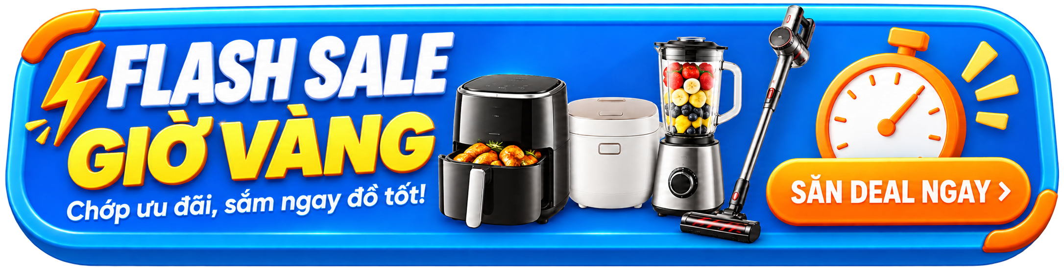 Banner Flash Sale Giờ Vàng - Chớp ưu đãi đồ gia dụng giá sốc có đồng hồ đếm ngược